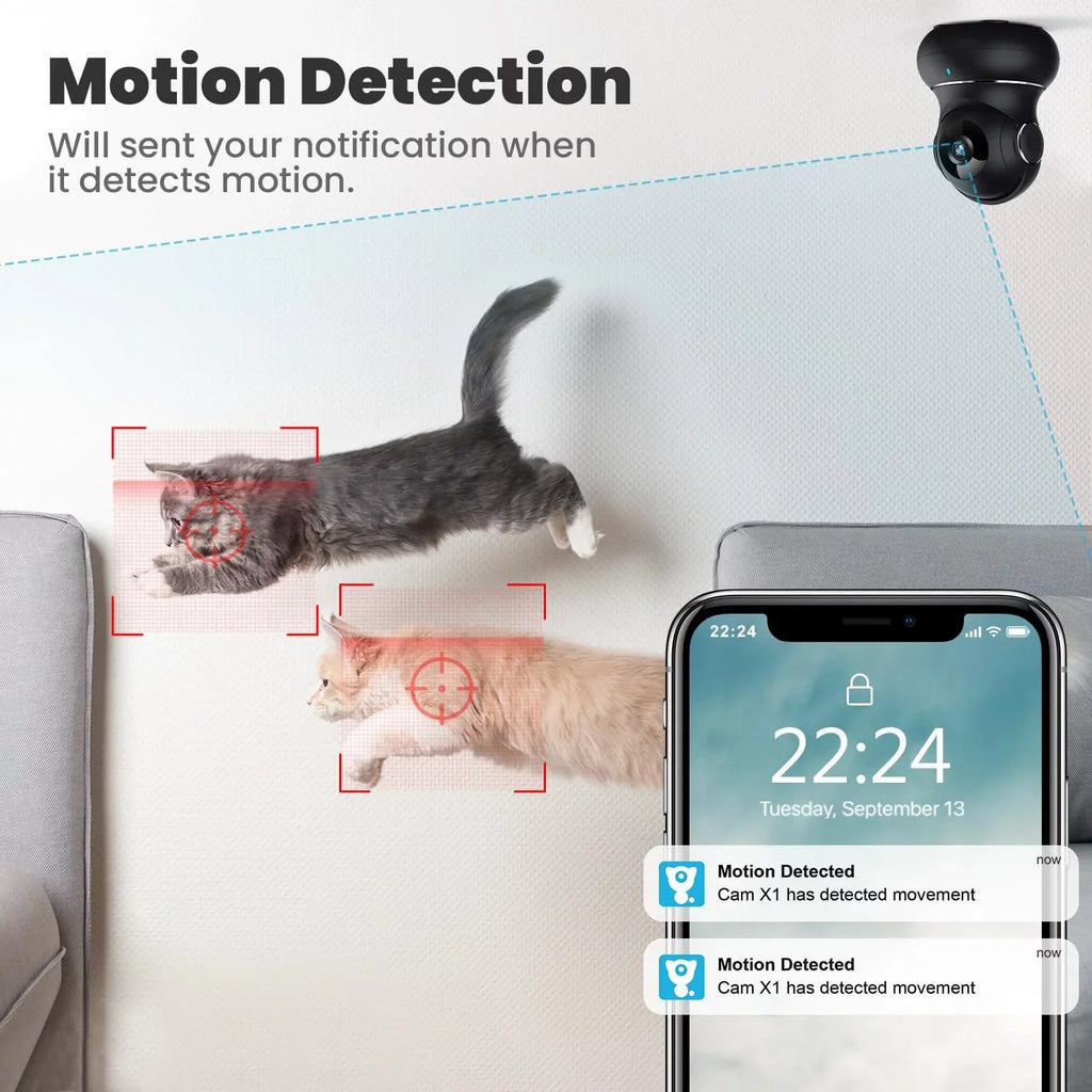 2K Indoor Security Camera, Litokam 360 Pan/Tilt Cameras for Home Security Indoor with Motion Detection, Pet Camera