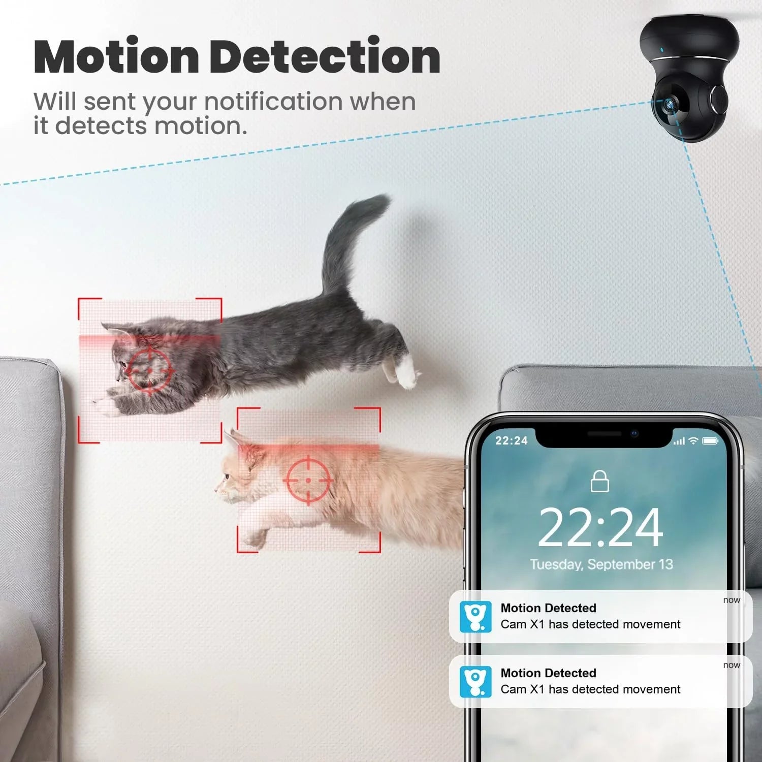 2K Indoor Security Camera, Litokam 360 Pan/Tilt Cameras for Home Security Indoor with Motion Detection, Pet Camera