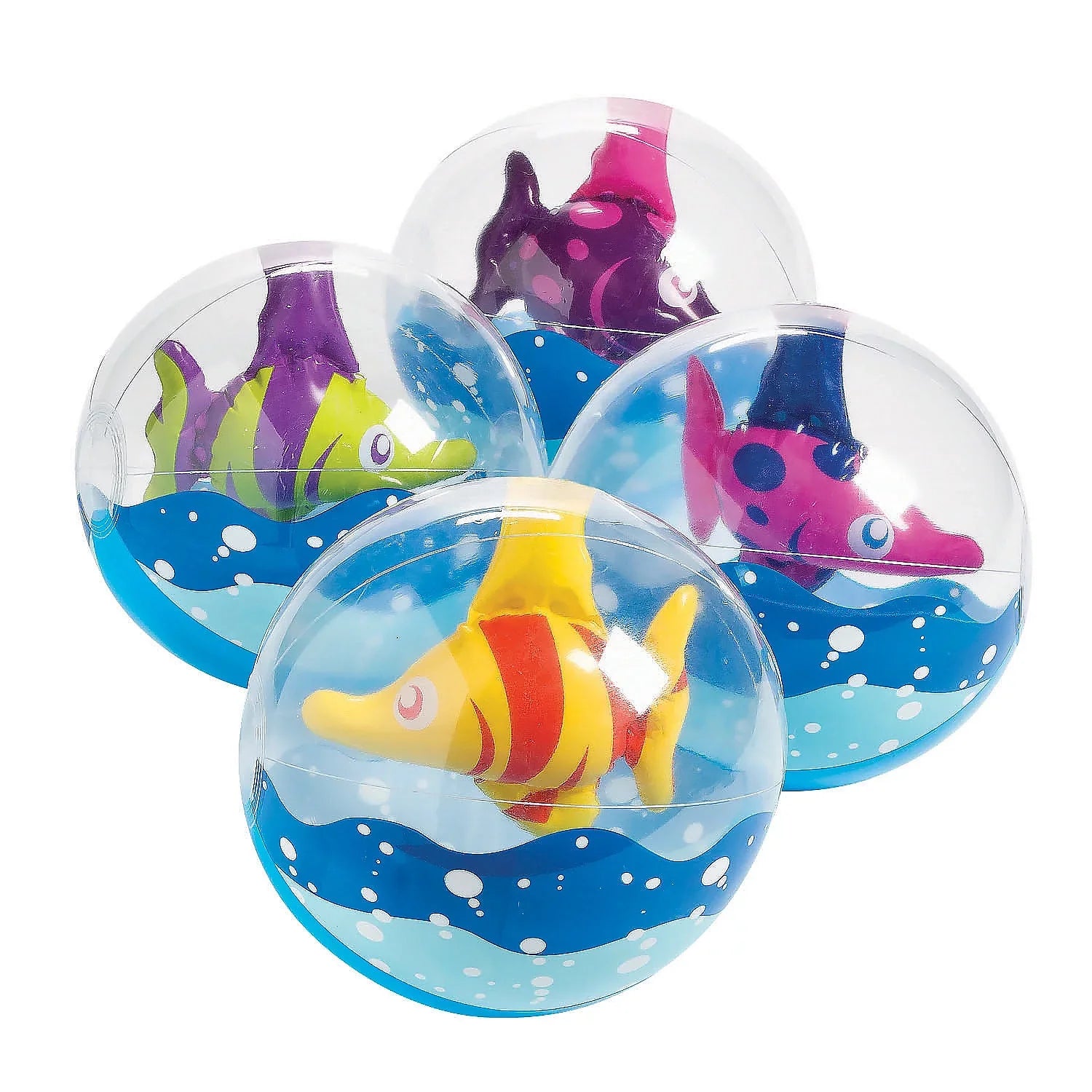 Inflate Tropical Fish In Beach Balls - Party Favors - 12 Pieces