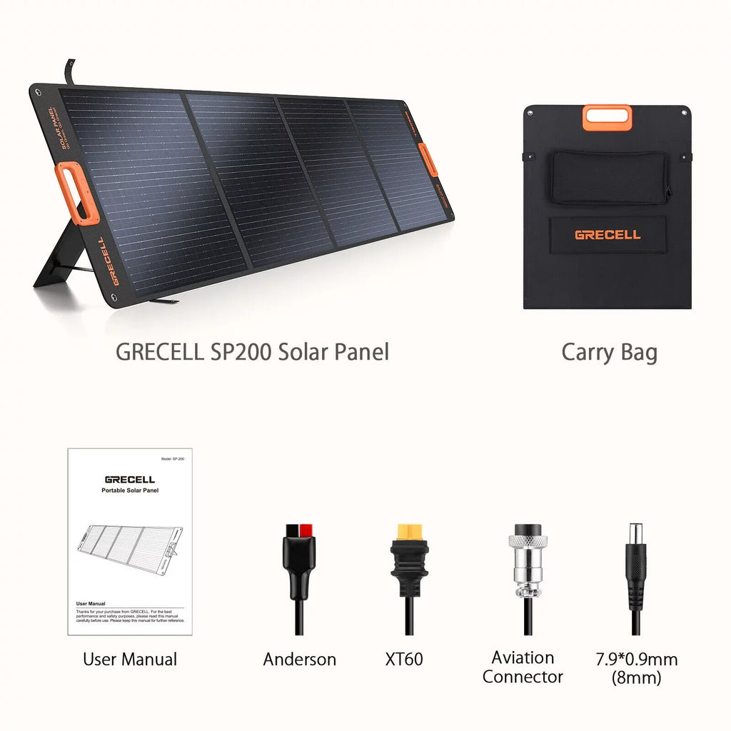 GRECELL 1000W Power Station + 200W Foldable Solar Panel Kits Set for RV Camping