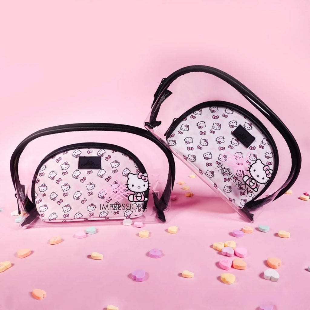 Impressions Vanity Hello Kitty 2 Pcs Nested Clutch Purses, Travel Makeup Bag for Holding Makeup (Pink)
