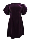 Jill Jill Stuart Women's Velvet Puff-Sleeve Shift Dress (6, Eggplant)