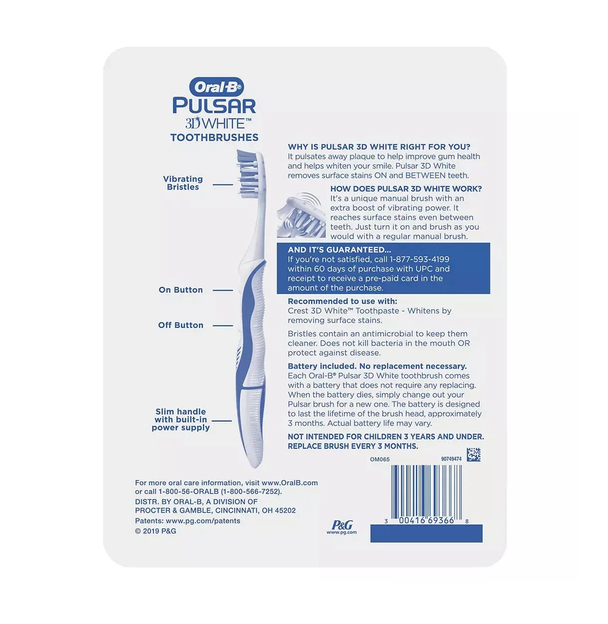 Oral-B Pulsar 3D White Toothbrush, 4 pk., Medium