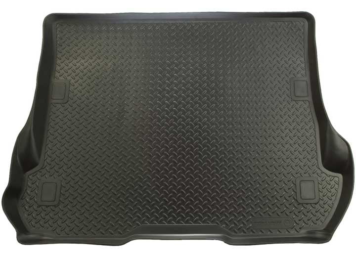 Husky by RealTruck Classic Style Series Cargo Liner Black Matching with 11-17 Jeep Wrangler 4 Door, 18 Jeep Wrangler JK 4 Door Suitable with select: 2011,2015-2018 Jeep Wrangler Unlimited