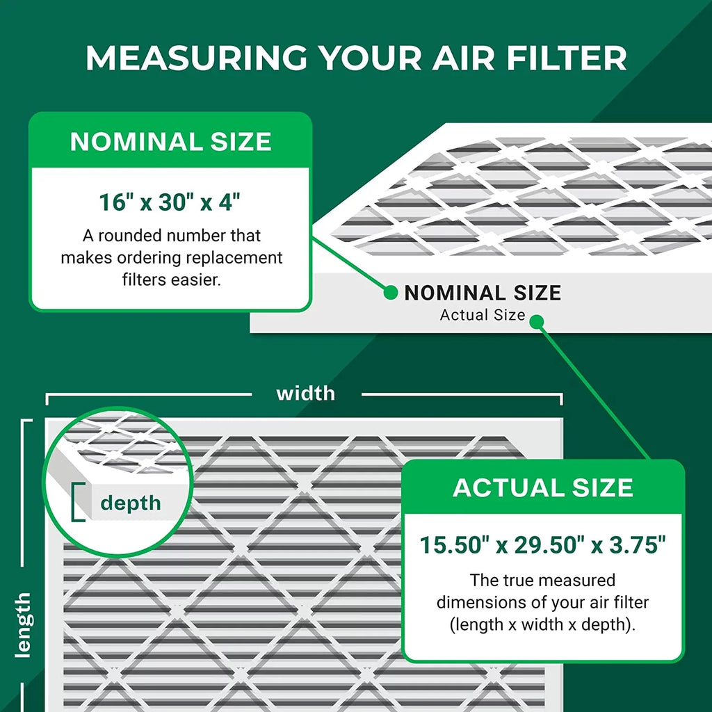 Filterbuy 16x30x4 MERV 13 Pleated HVAC AC Furnace Air Filters (4-Pack)