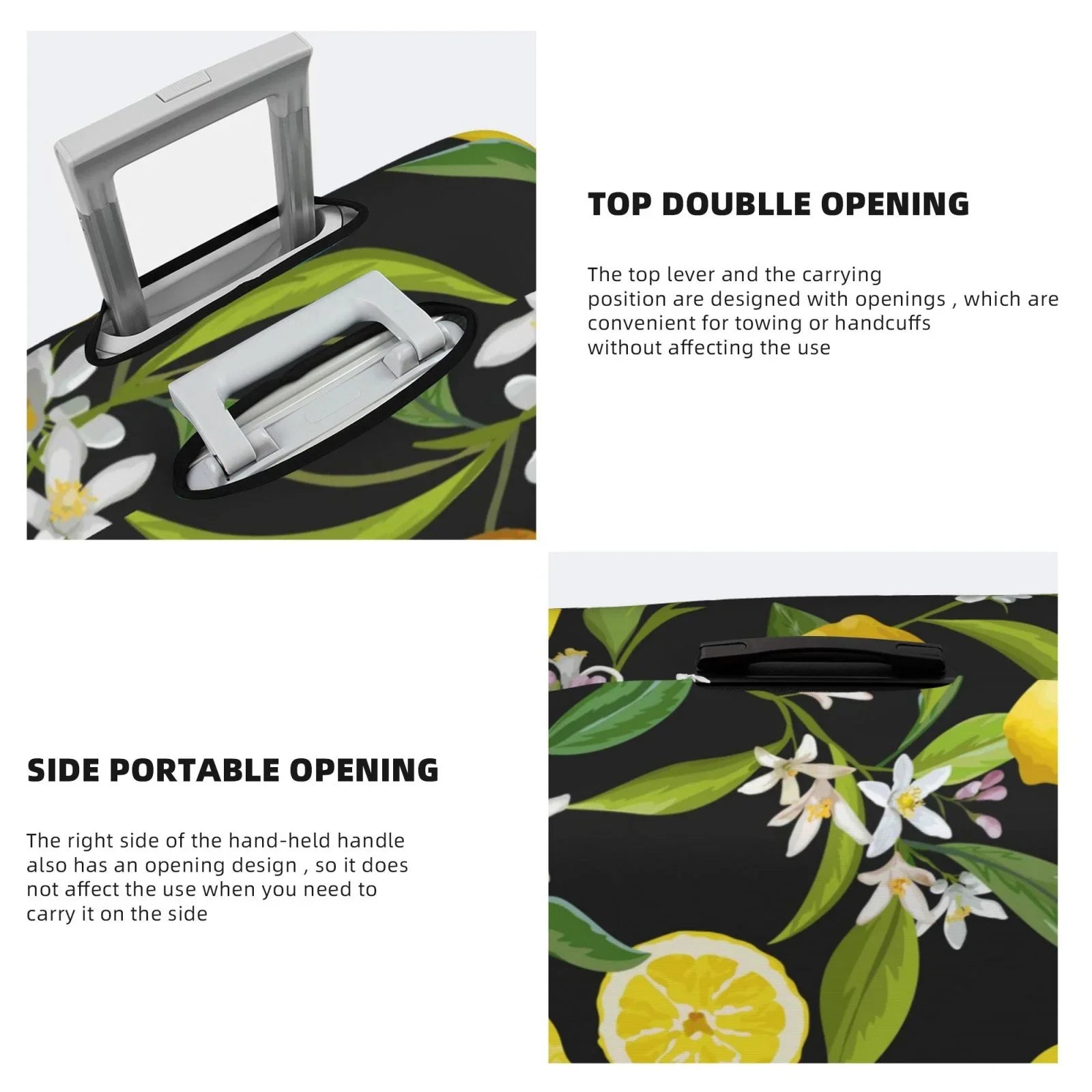 Adobk Lemon Fruits Flowers Leaves Luggage Protector Suitcase Protection Stretch Suitcase Protection Washable Luggage Protection For Suitcase For Women And Men, Travel Accessories-Small