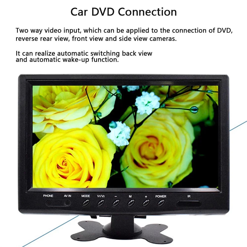 9 Inch Backup Camera Monitor, Two-Way Video Input HD Rear View Reverse Color TFT LCD Display for Car Rear View Reverse,Front-View, and Side-View Camera Connection. Easy to Install