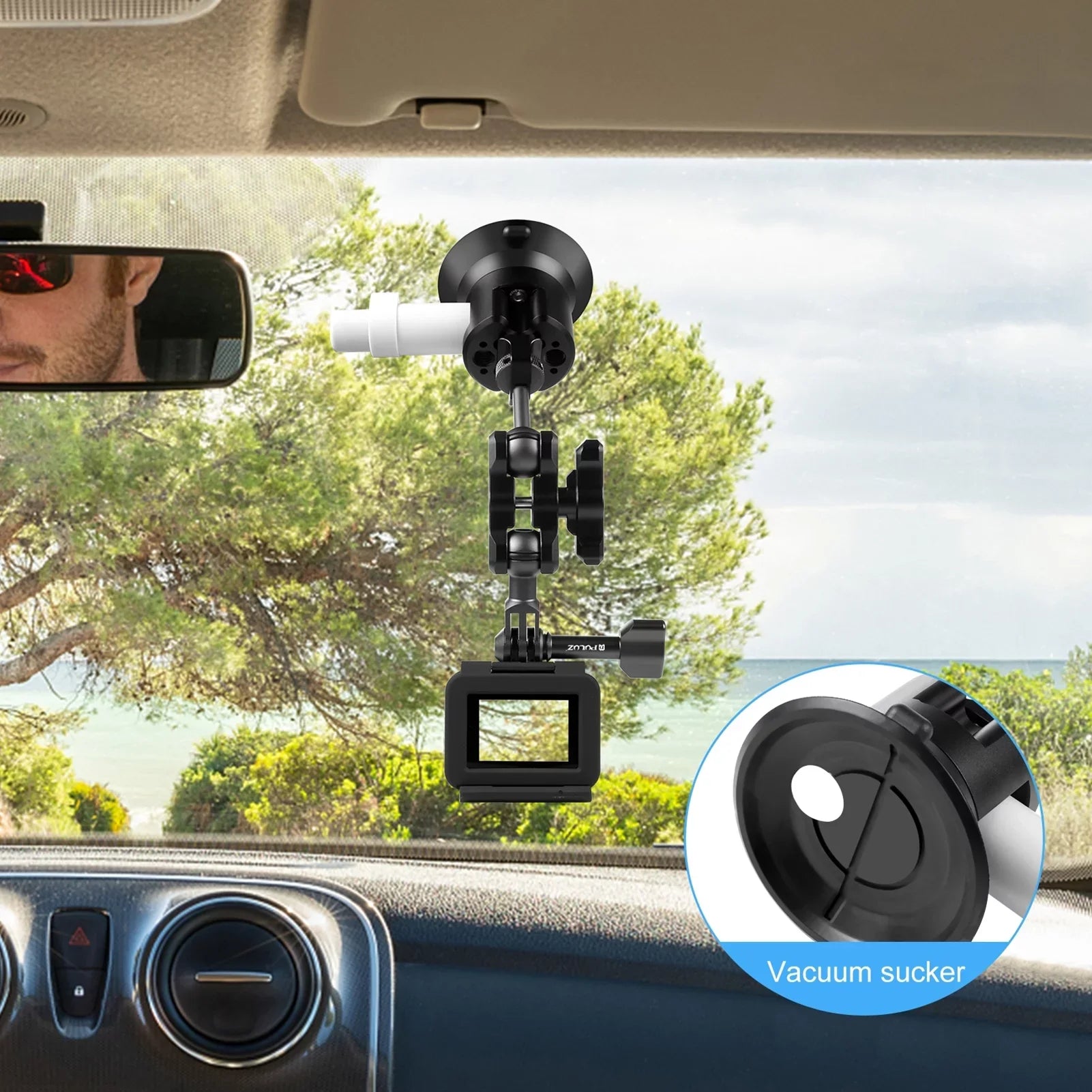 Anself Suction Cup Mount for Camera, Car Bracket Dual 360° Ballheads Replacement, Matching with 11/10/9/8, Osmo 3/2