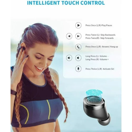 Wireless Earphones TWS Headphones True Stereo Earbuds w Mic Charging Case M1J for Motorola Moto E (2020), One 5G, Razr (2020) (2019), Edge (2021) - BI DreamTab HD8, XD 10.1" - Nokia 3.1, 7.1