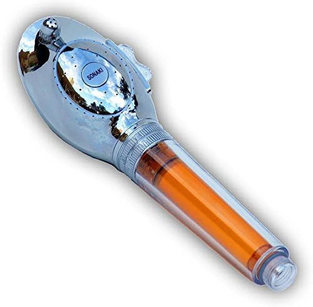 shower head with water filter by - 2 shower filters included - removes up to 99.9% of chlorine and chloramines - low flow high pressure