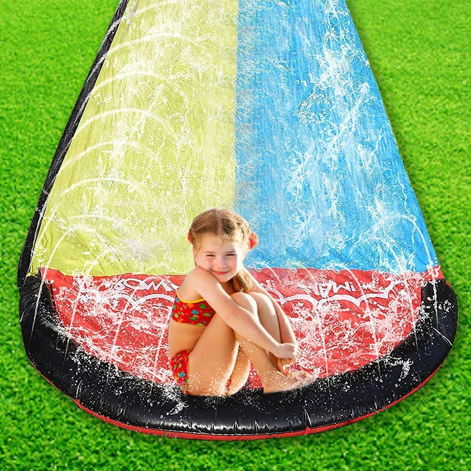 Harvio 15.5ft Fun Slip Games for Backyard Garden Lawn Toys, Inflatable Water Slides for Kids
