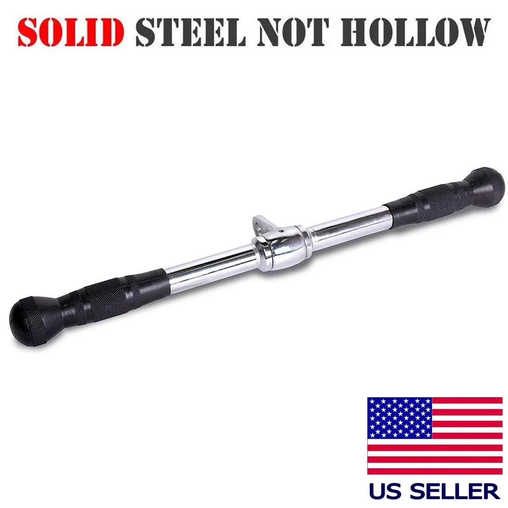 Fitness Maniac USA Deluxe Straight Bar Home Gym Cable Attachment with Rubber Handgrips, 20 Inches