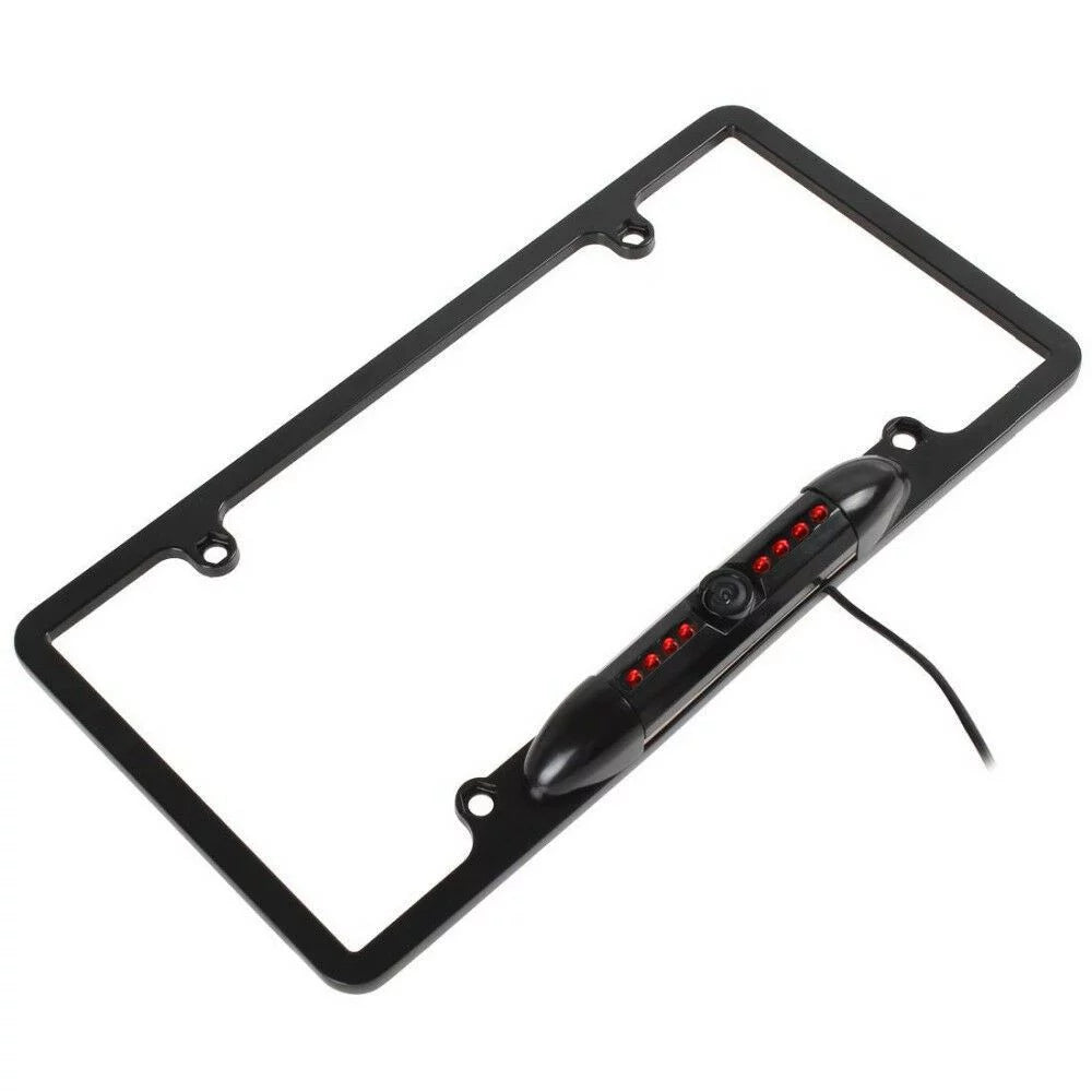 Night Vision Car License Plate Rear view Camera BLACK METAL FRAME