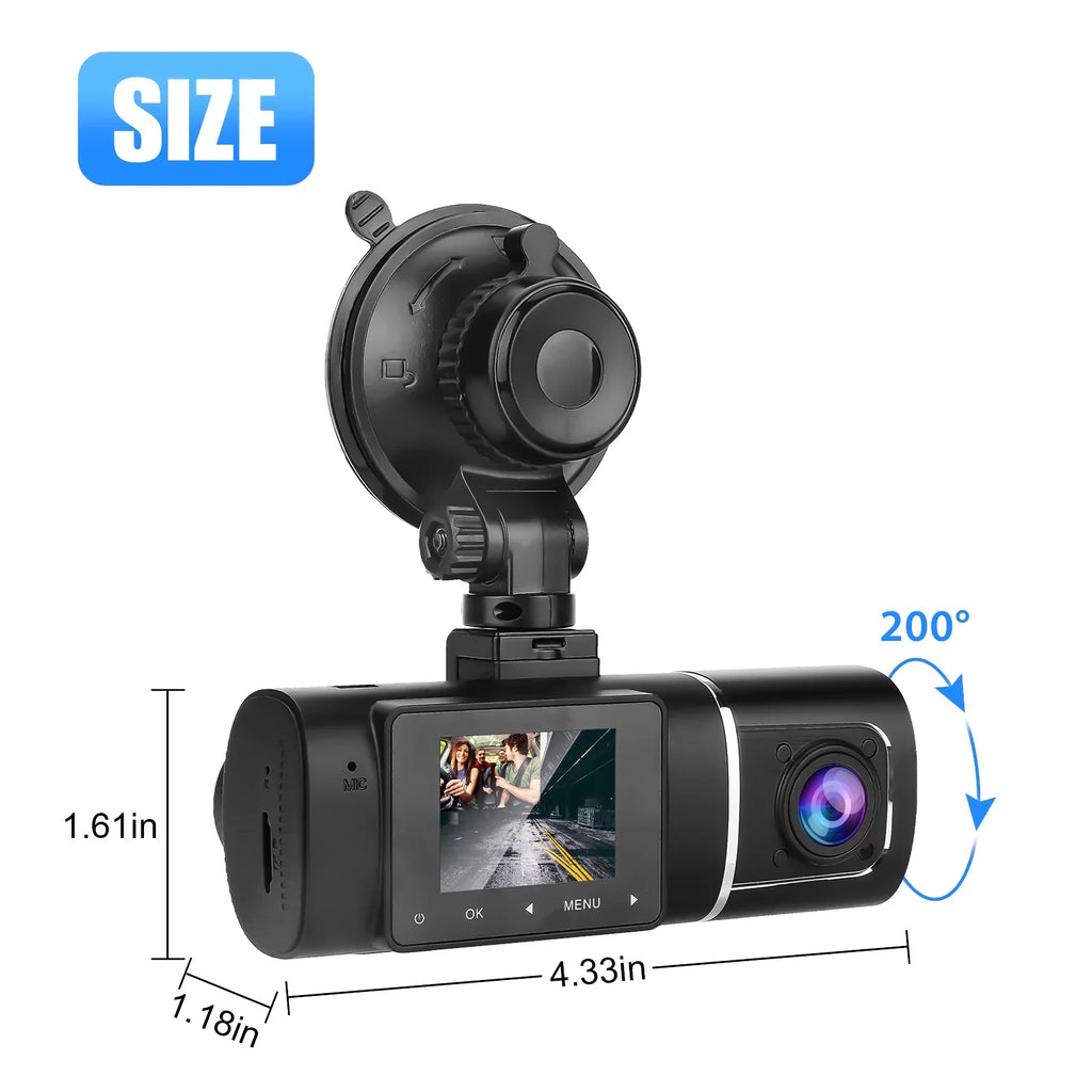 Dual Dash Cam Car Camera, TSV 1080P Front Cabin Inside Dash Camera with IR Night Vision, Loop Recording Car Cam Driving Recorder, 24H Parking Mode, G-Sensor