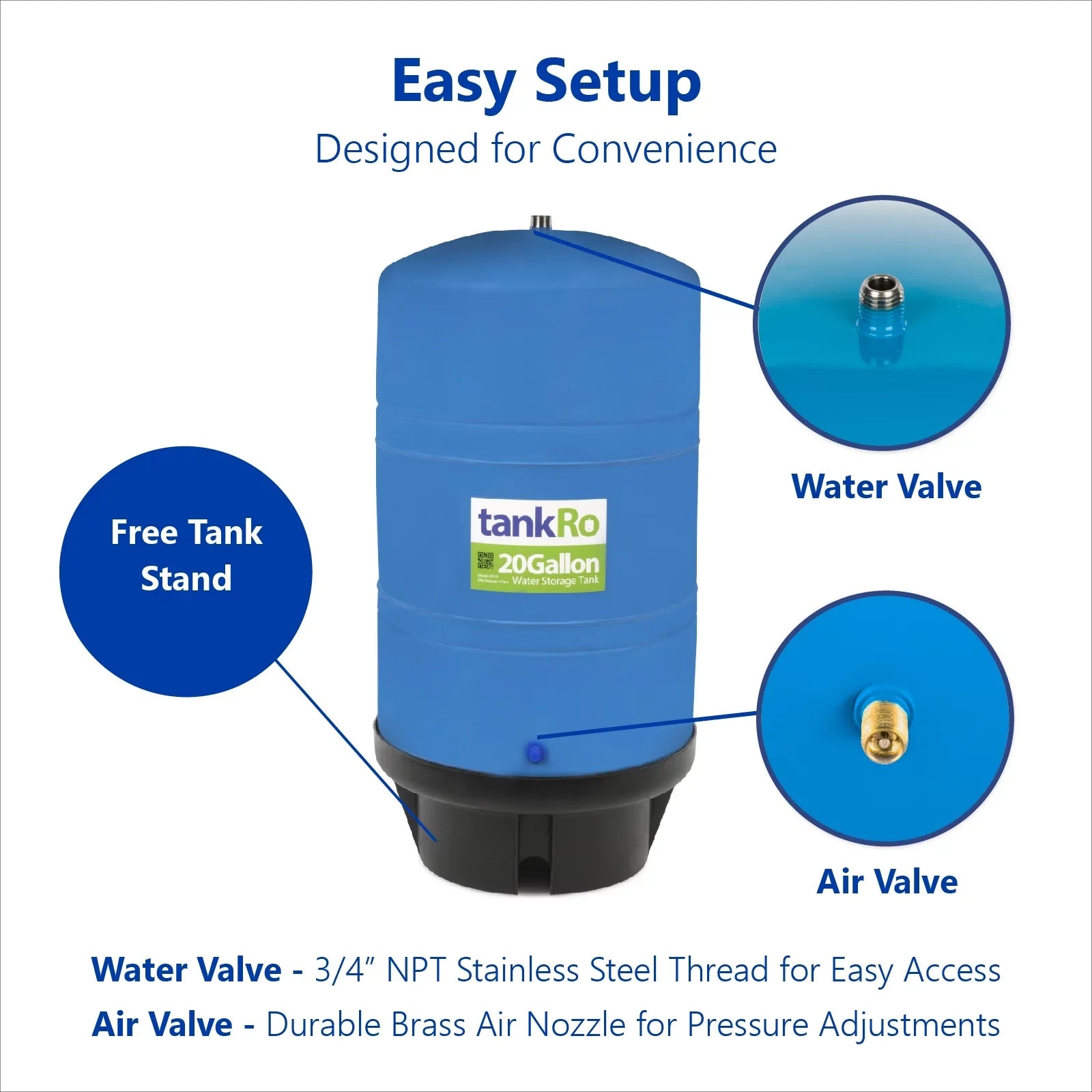 TankRO 20.0 Gallon RO Expansion Tank – Large Reverse Osmosis Water Storage Tank Reservoir