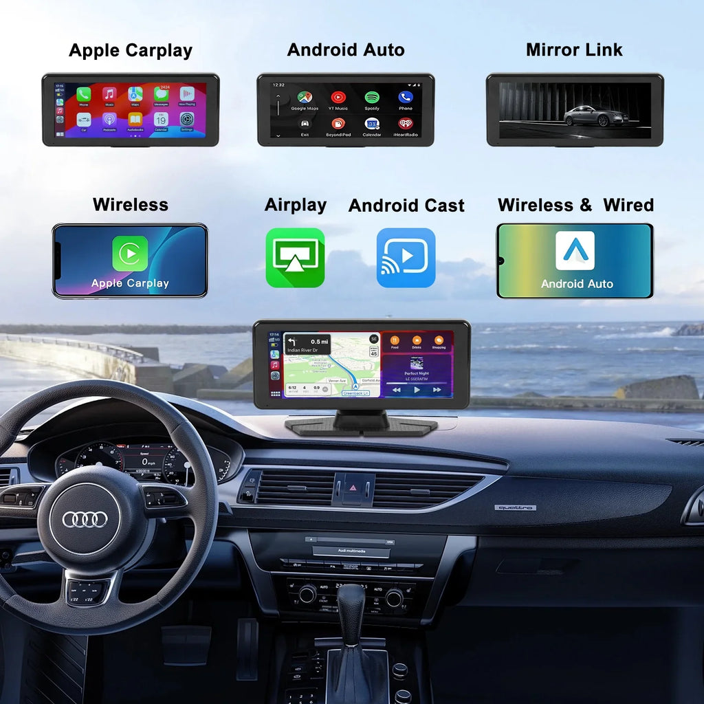 NEXPOW Carplay Touchscreen with 4K Dash Cam, Portable Apple Carplay & Android Auto Car Stereo, Car Audio Receivers with 1080p Backup Camera, GPS Navigation, Bluetooth (6.9inches)