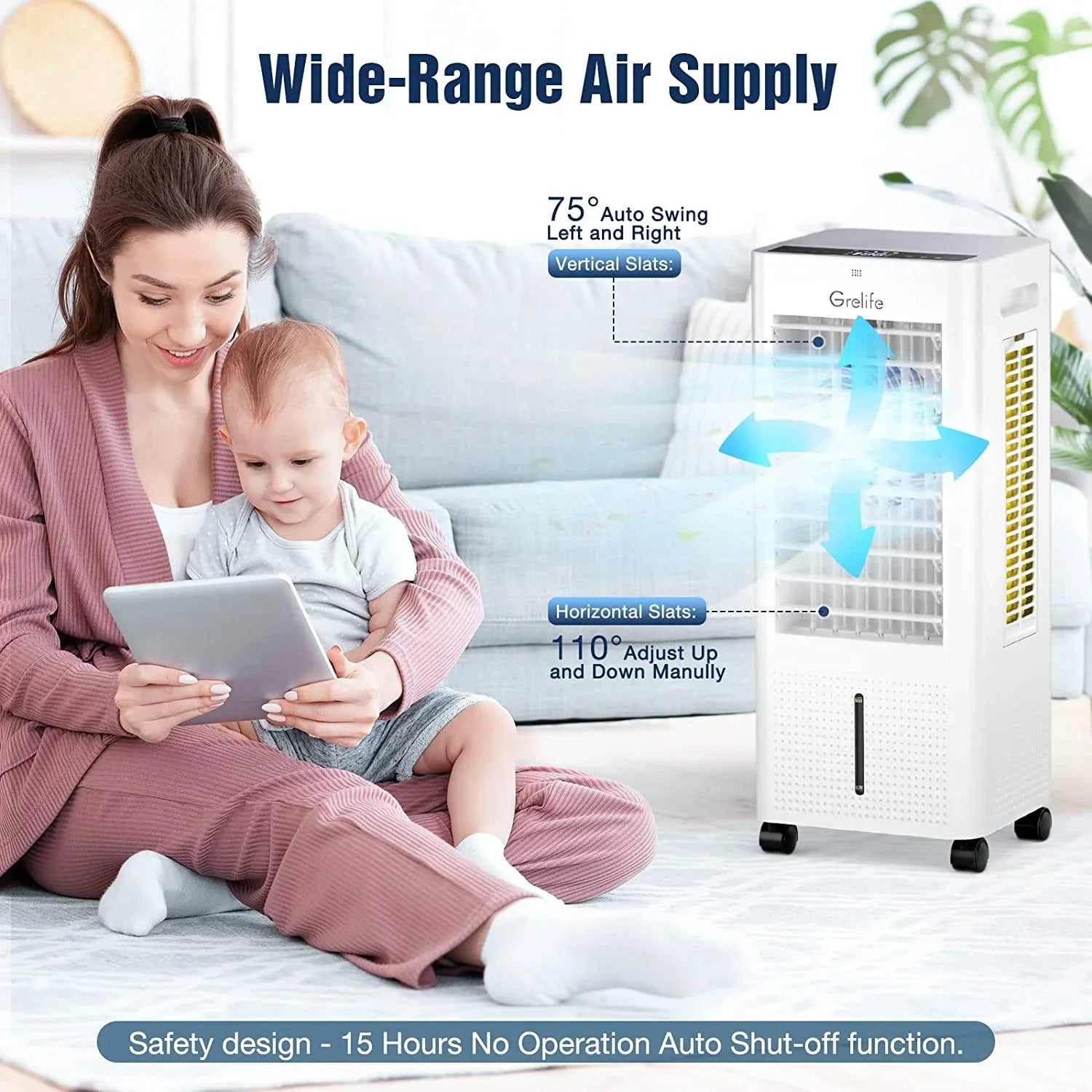 LIANMEI Portable Evaporative Air Cooler, 3-IN-1 Air Cooler Cooling Fan with Remote Control, 12H Timer, 4 Ice Packs, 1.58Gal Water Tank, 3 Modes, 3 Speeds, Personal Swamp Cooler for Bedroom Home Office