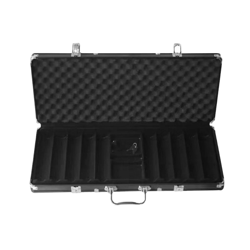 Hellery Chip Suitcase Box Aluminum Alloy Thicken High Capacity Solid Carrying Case Black
