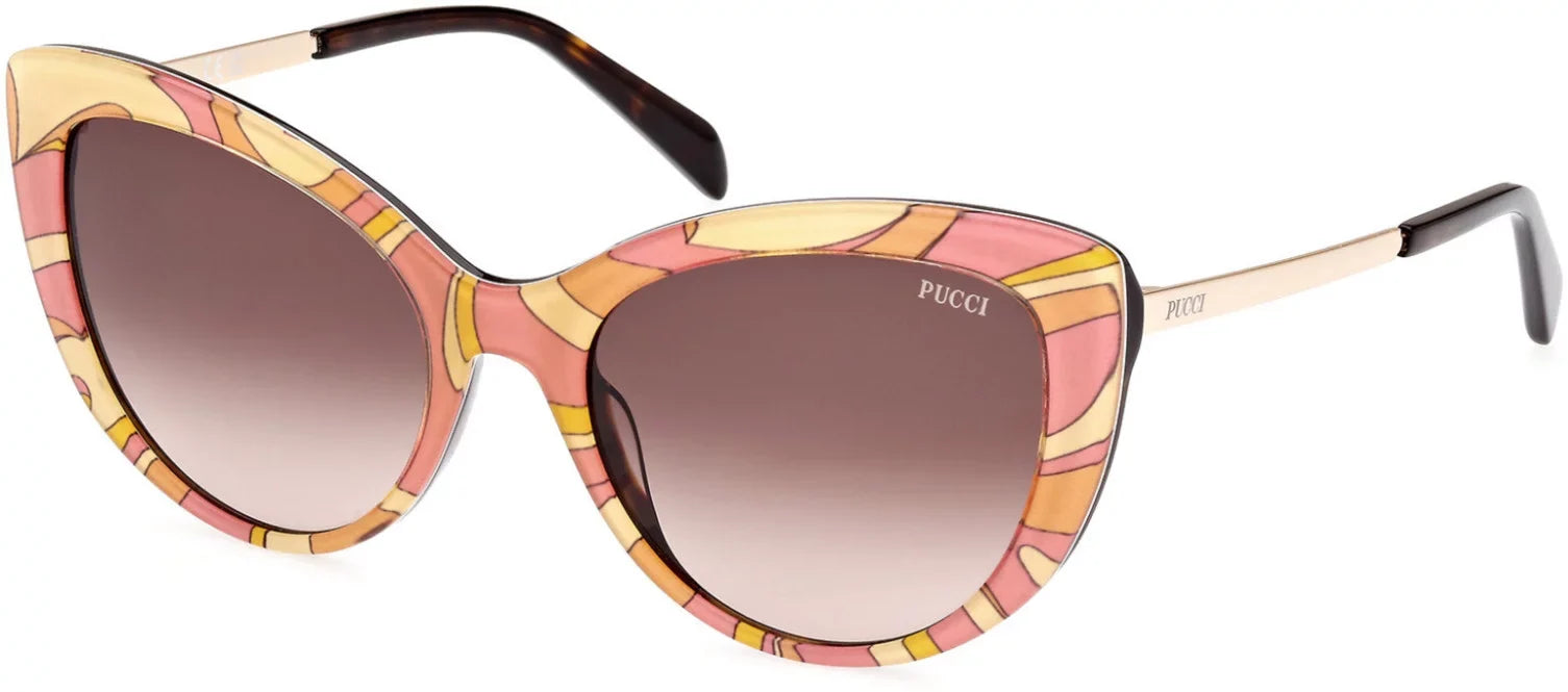 Sunglasses Emilio Pucci EP 0191 74F Pink/Striped / Shiny Pale Gold