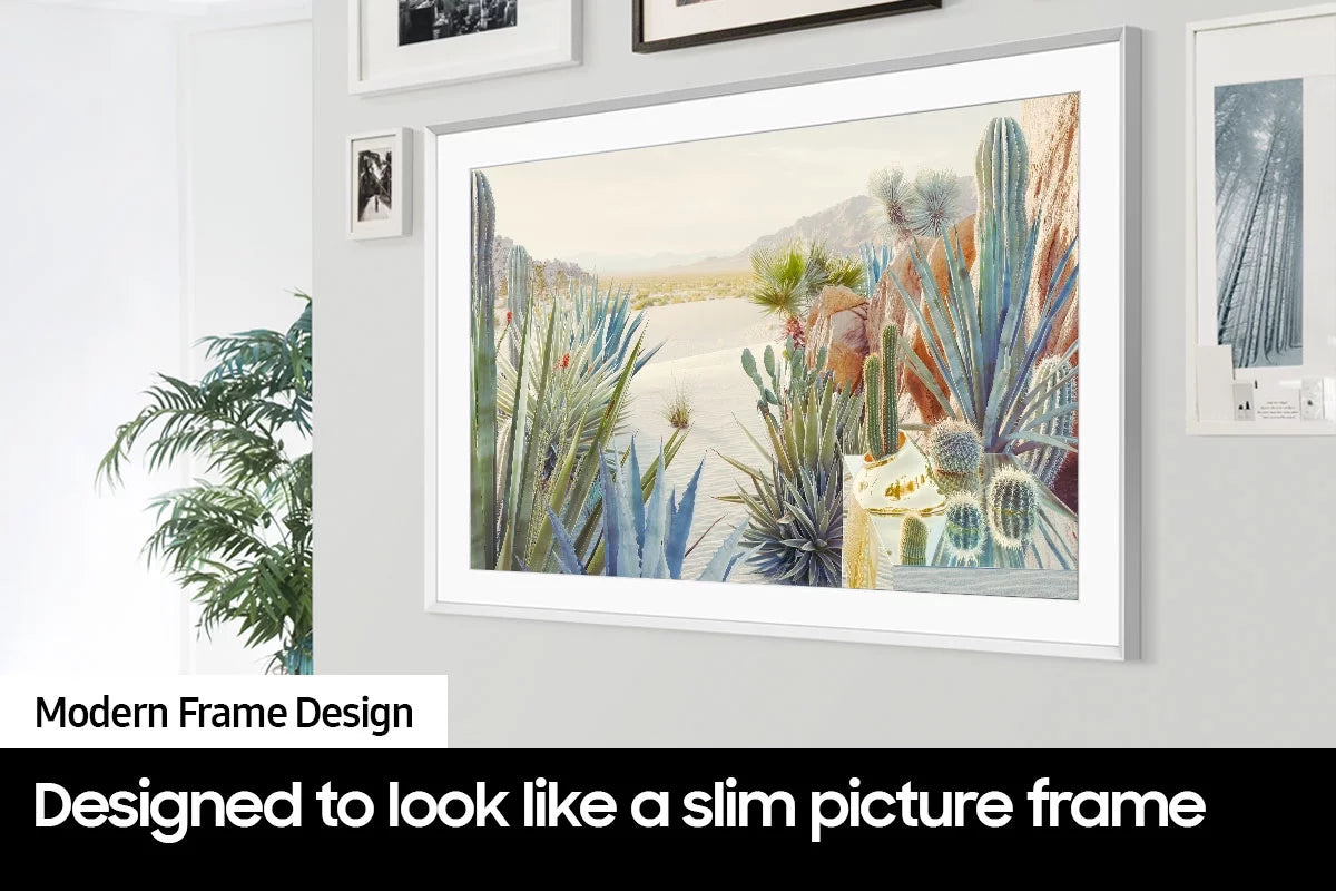 SAMSUNG 85-Inch Class QLED 4K LS03B Series The Frame Quantum HDR Smart TV with a SAMSUNG 85” The Frame Customizable Bezel for TV, Modern White, VG-SCFA85WTBZA (2022)