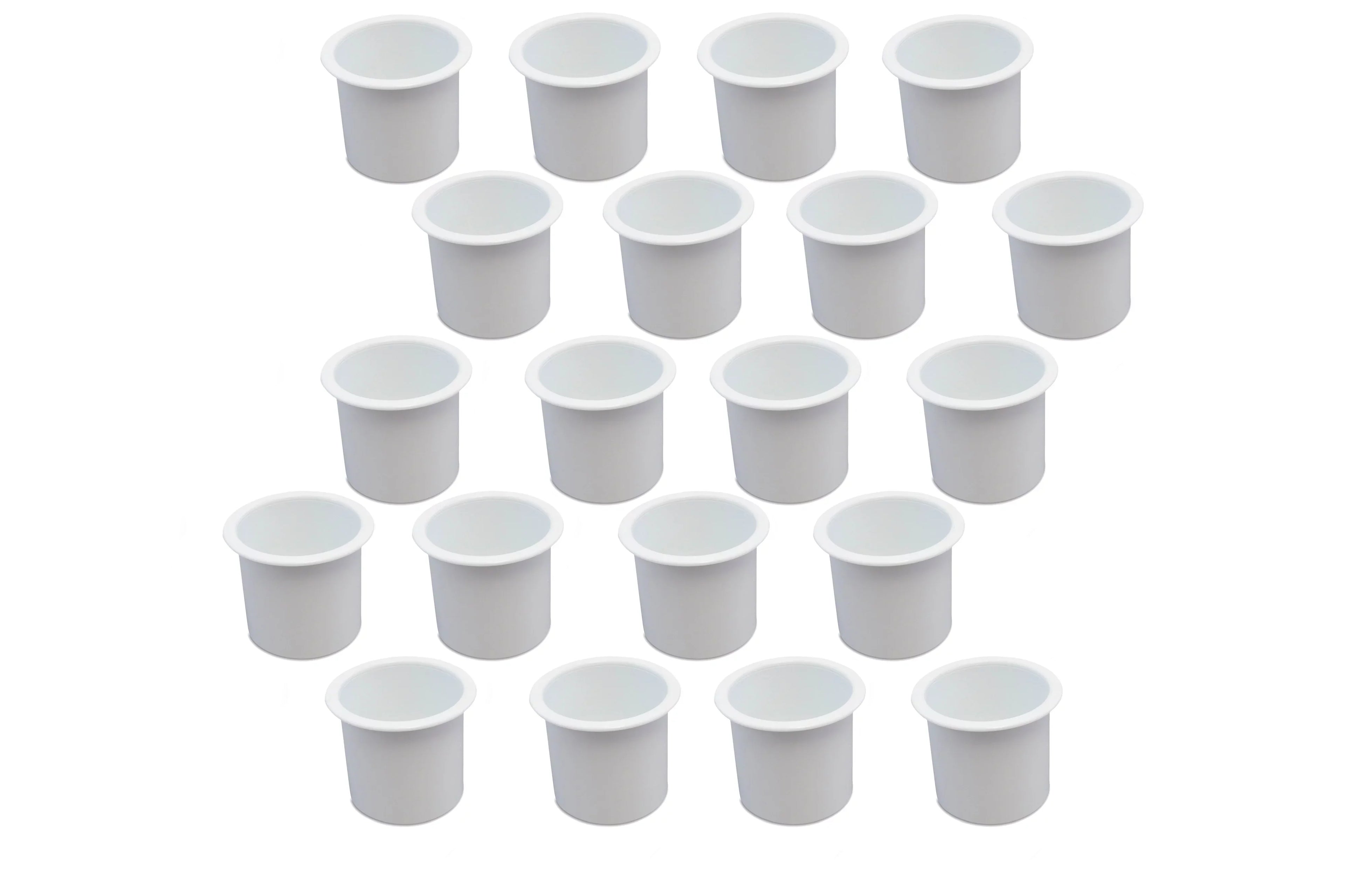 20 Cup Holder Plastic Pocket Recessed Drop In Insert Universal for Watercraft RV Car Truck Sofa Game Table Marine Pontoon Motorhome Camper White