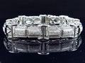 Men's 10K White Gold Genuine Diamonds 3D Pave Bar Style Bracelet 15mm 5.5Ct