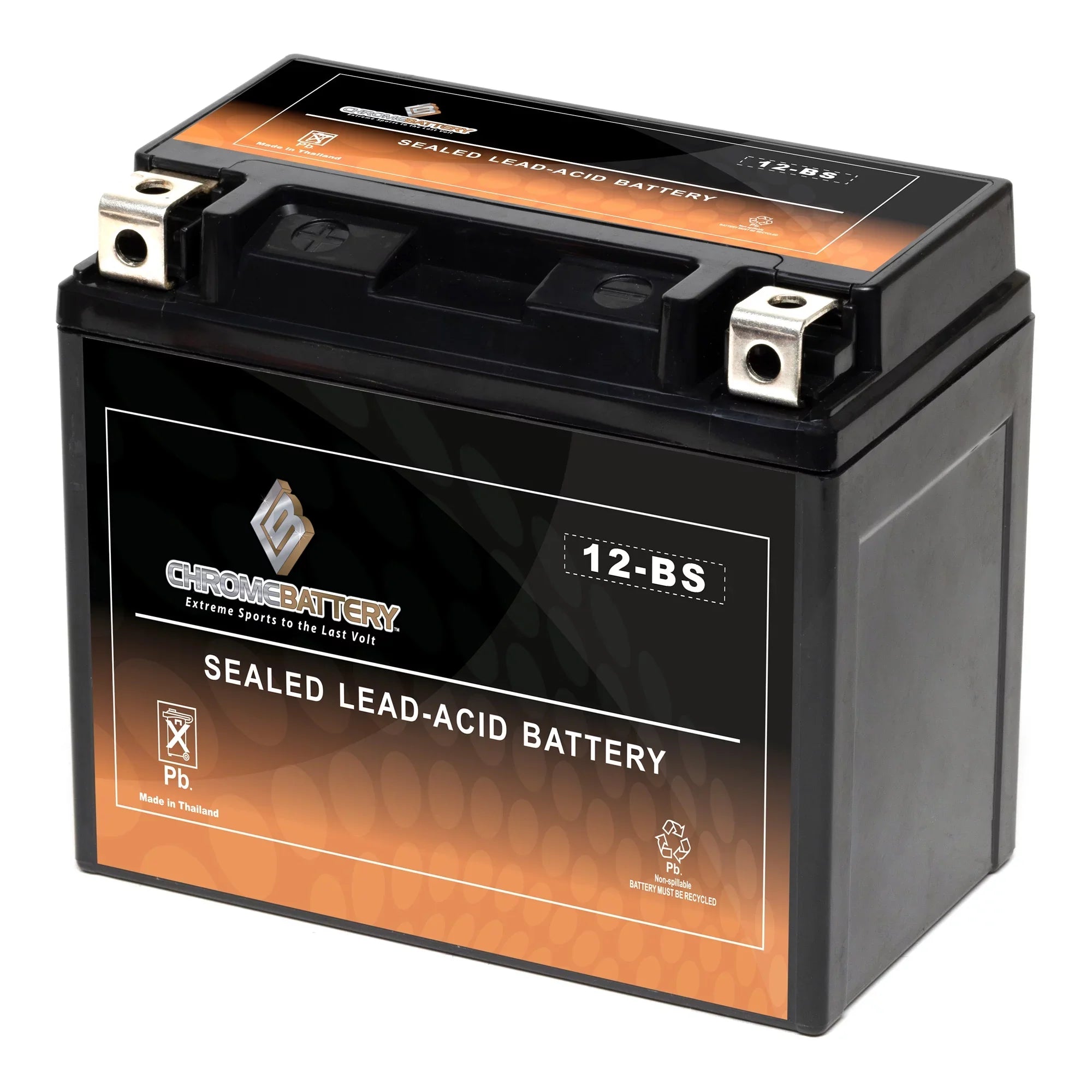 Chrome Battery YTX12-BS (12-BS 12 Volt,10 Ah, 180 CCA) Motorcycle Battery for Suzuki Gsx-r1100 W 1100cc - Year (1993 - 1998)