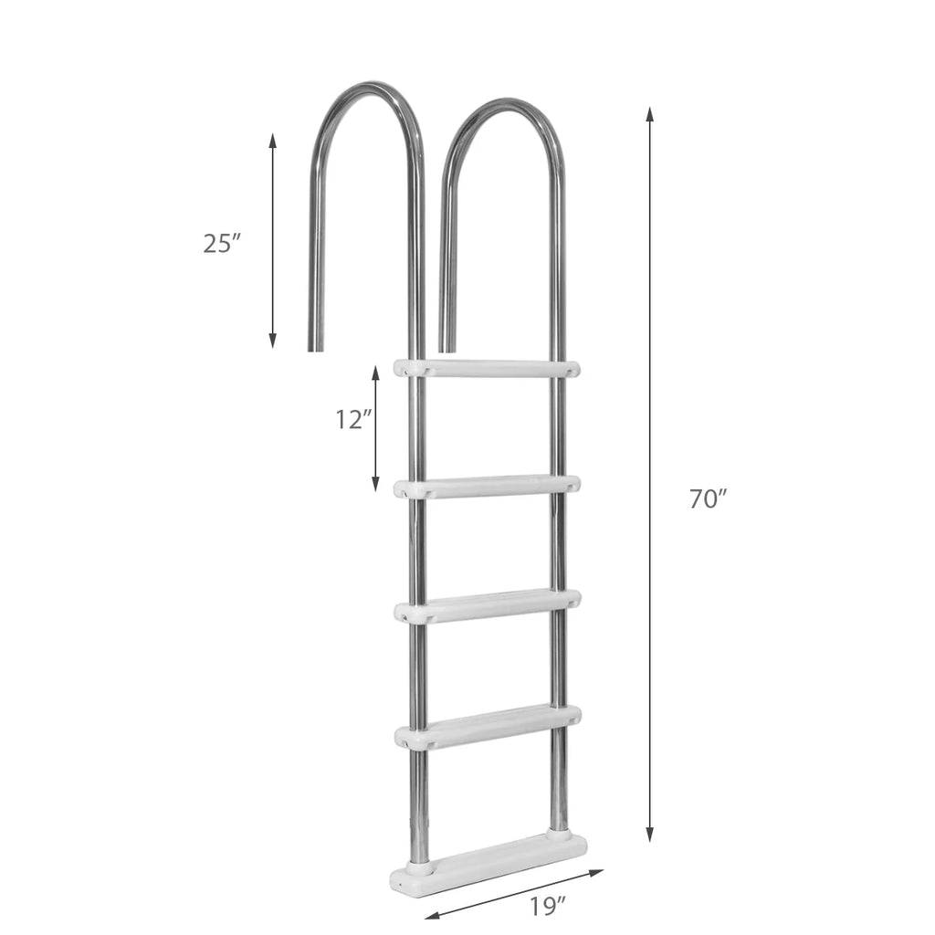 XtremepouwerUS 5-Step Swimming Pool Ladder Stainless Steel Steps, In-Ground Pool Step