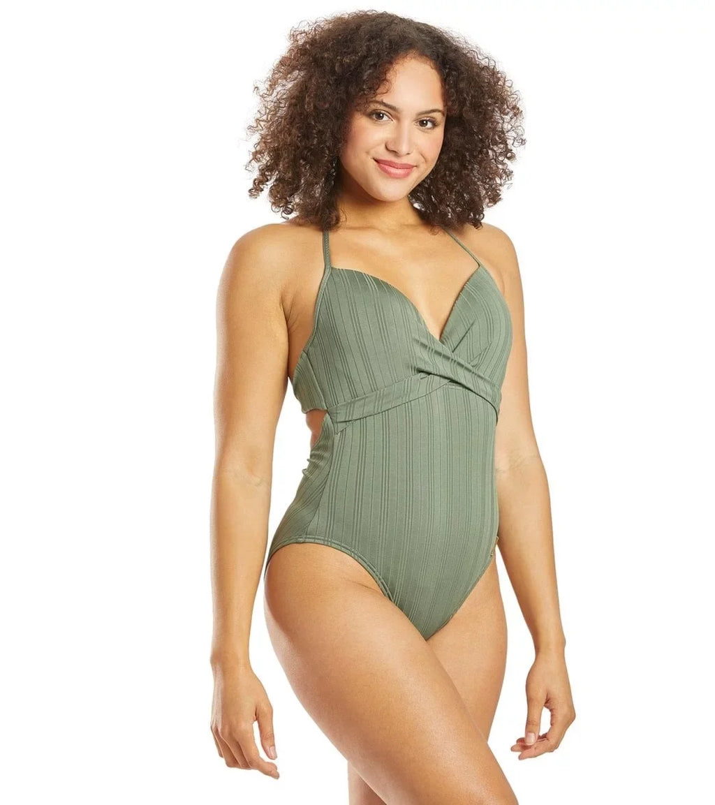 Vince Camuto IGUA Ripple Effect Wrap-Front One-Piece Swimsuit, US 8