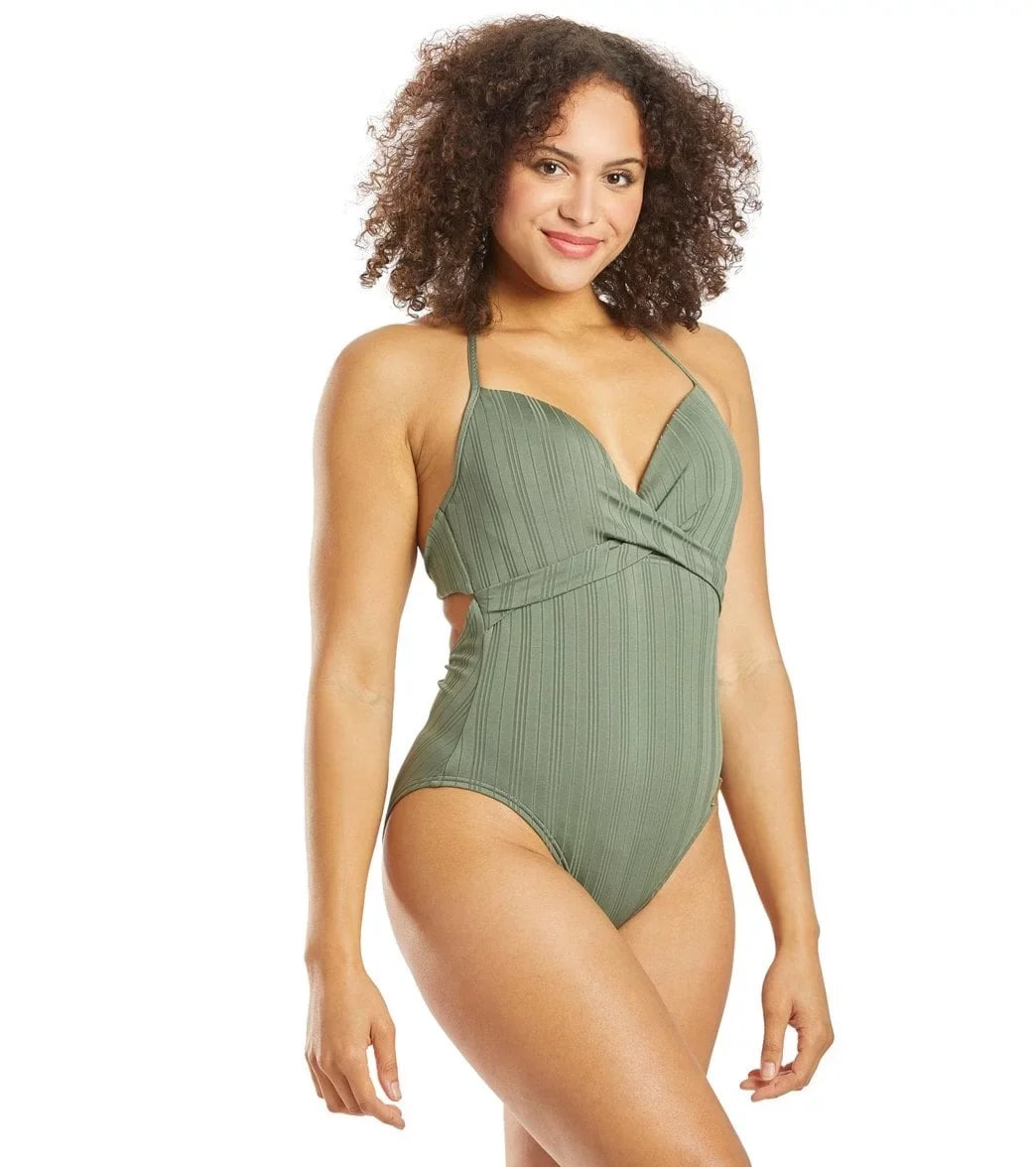 Vince Camuto IGUA Ripple Effect Wrap-Front One-Piece Swimsuit, US 8