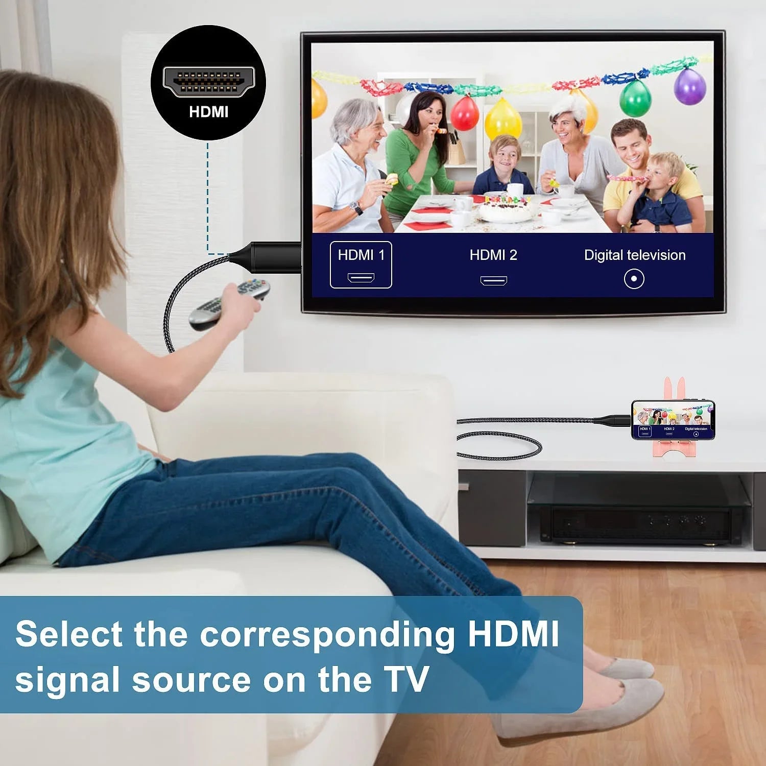 HDMI Cable for iPhone 2m Upgraded 1080P HDTV HDMI Cable Adapter Connector Digital AV Video Sync Screen Matching