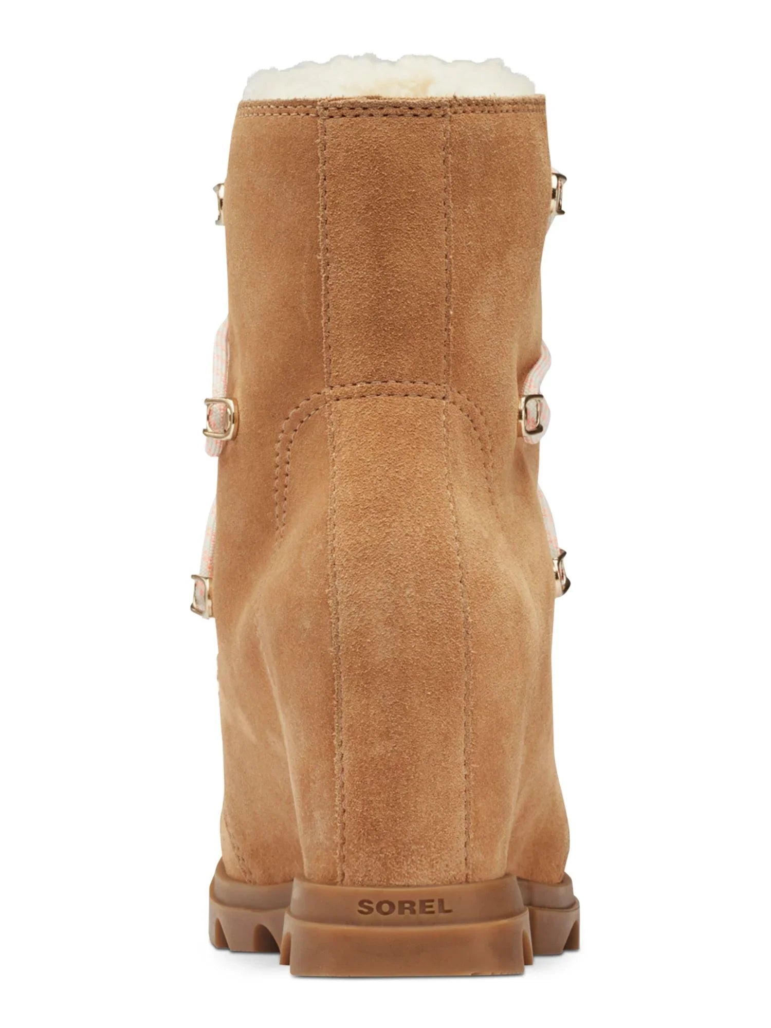 SOREL Womens Beige Shearling Tongue Padded Round Toe Lace-Up Leather Booties 5