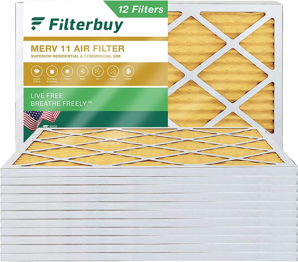 Filterbuy 16x20x1 MERV 11 Pleated HVAC AC Furnace Air Filters (12-Pack)