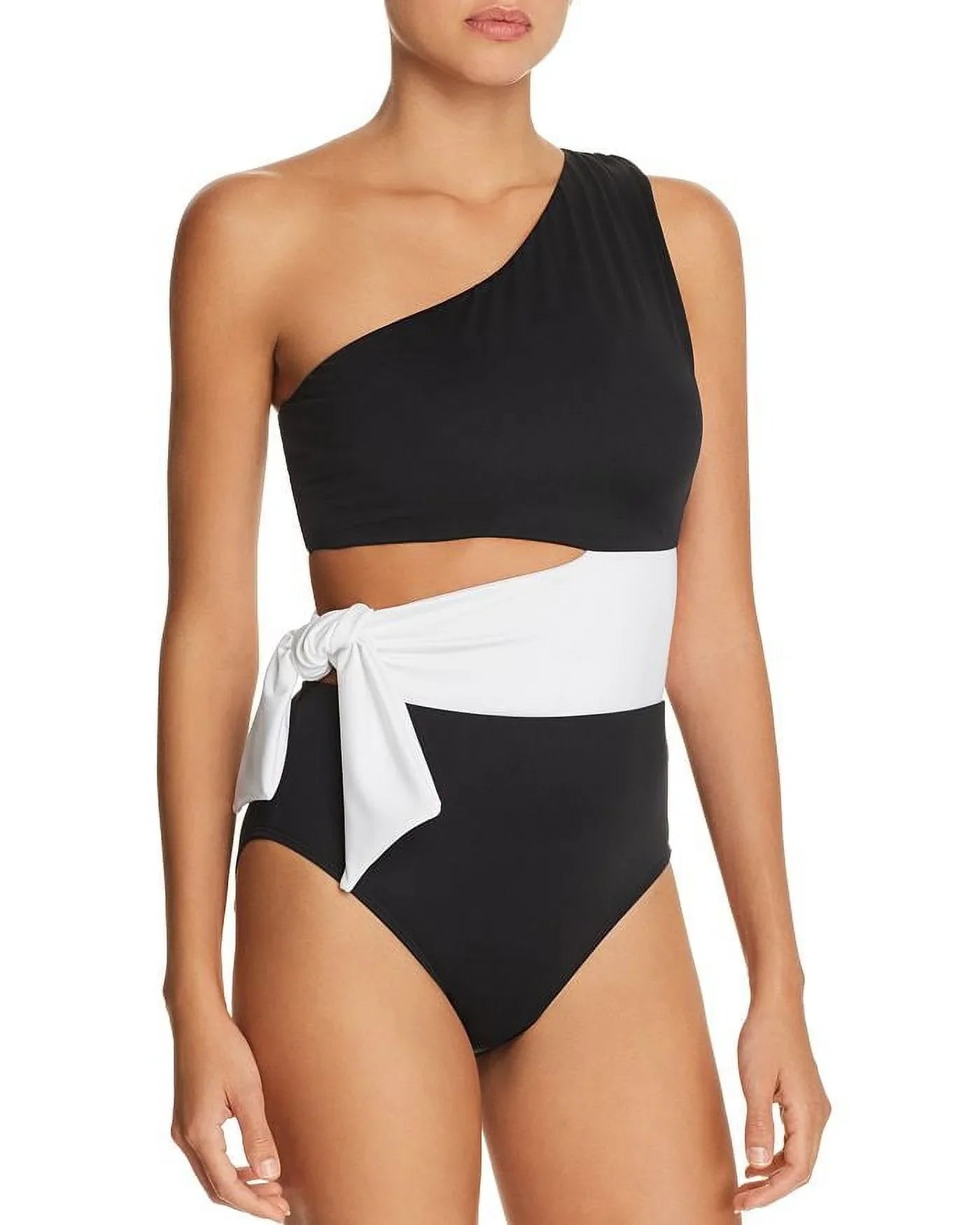 Ralph Lauren BLACK Cutout One-Shoulder One-Piece Swimsuit, US 14