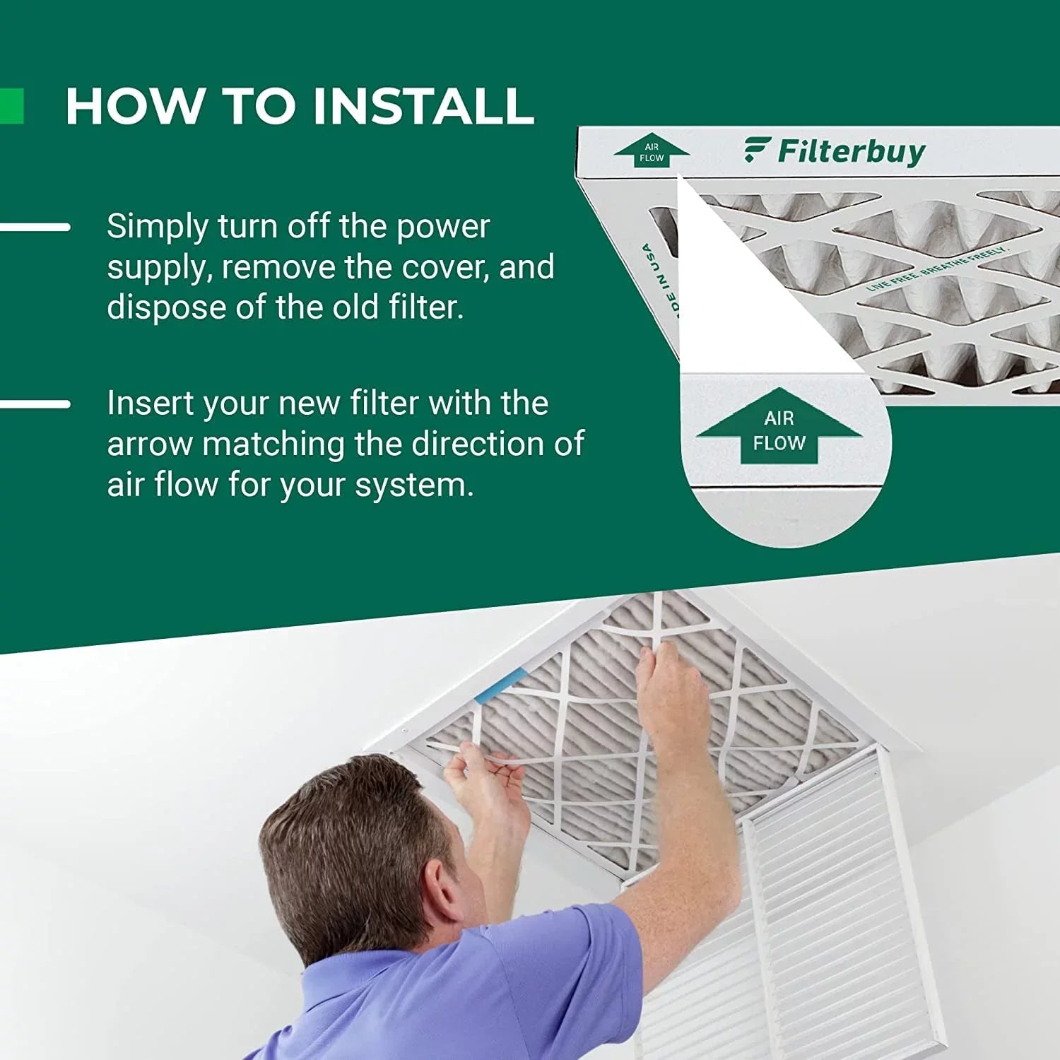 Filterbuy 10x20x2 MERV 8 Pleated HVAC AC Furnace Air Filters (6-Pack)