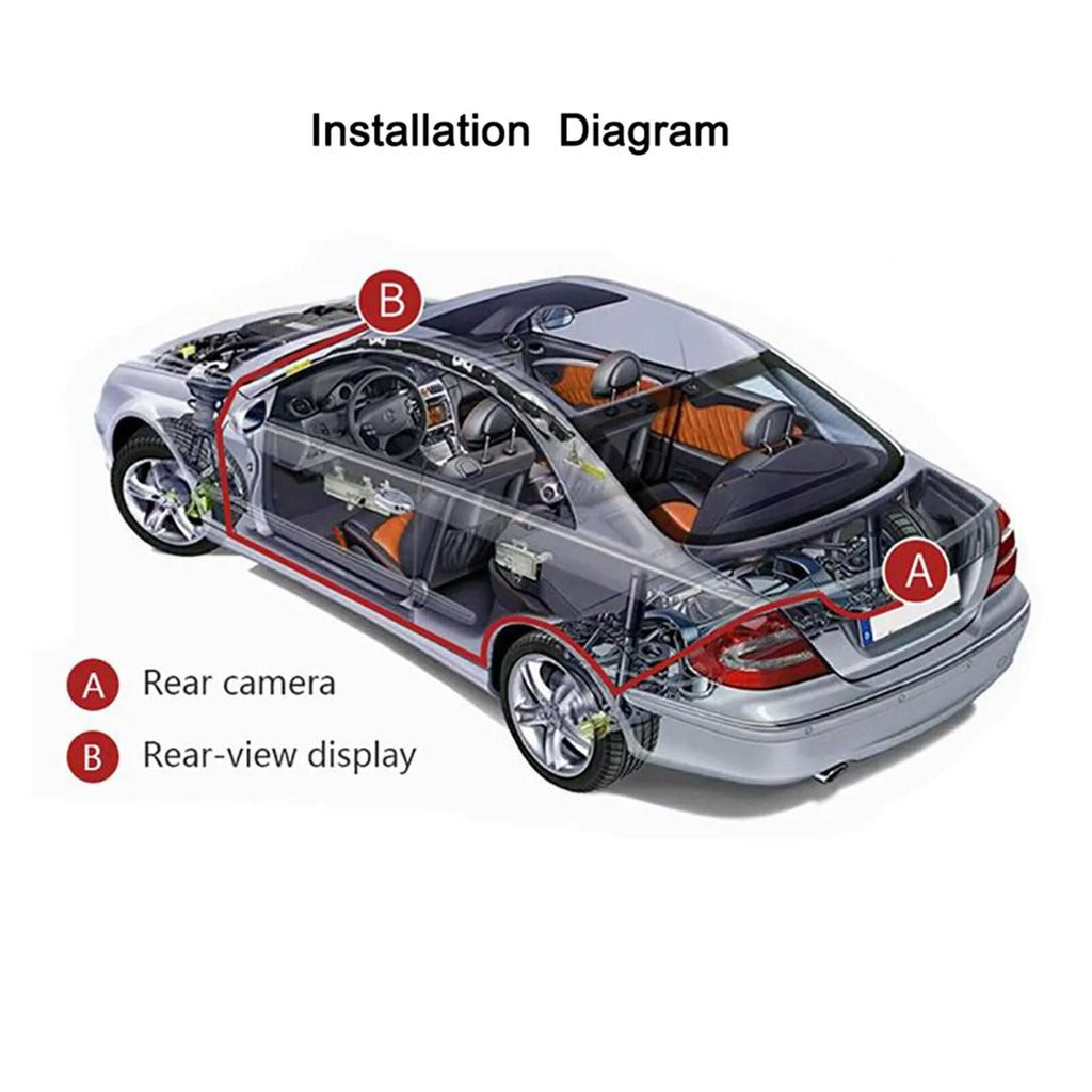 Car Rearview Monitor 7" Park Assist Vehicle Parking System Easy Installation 10M Video Cable Screen Waterproof LCD 8 LED Camera SUV Car