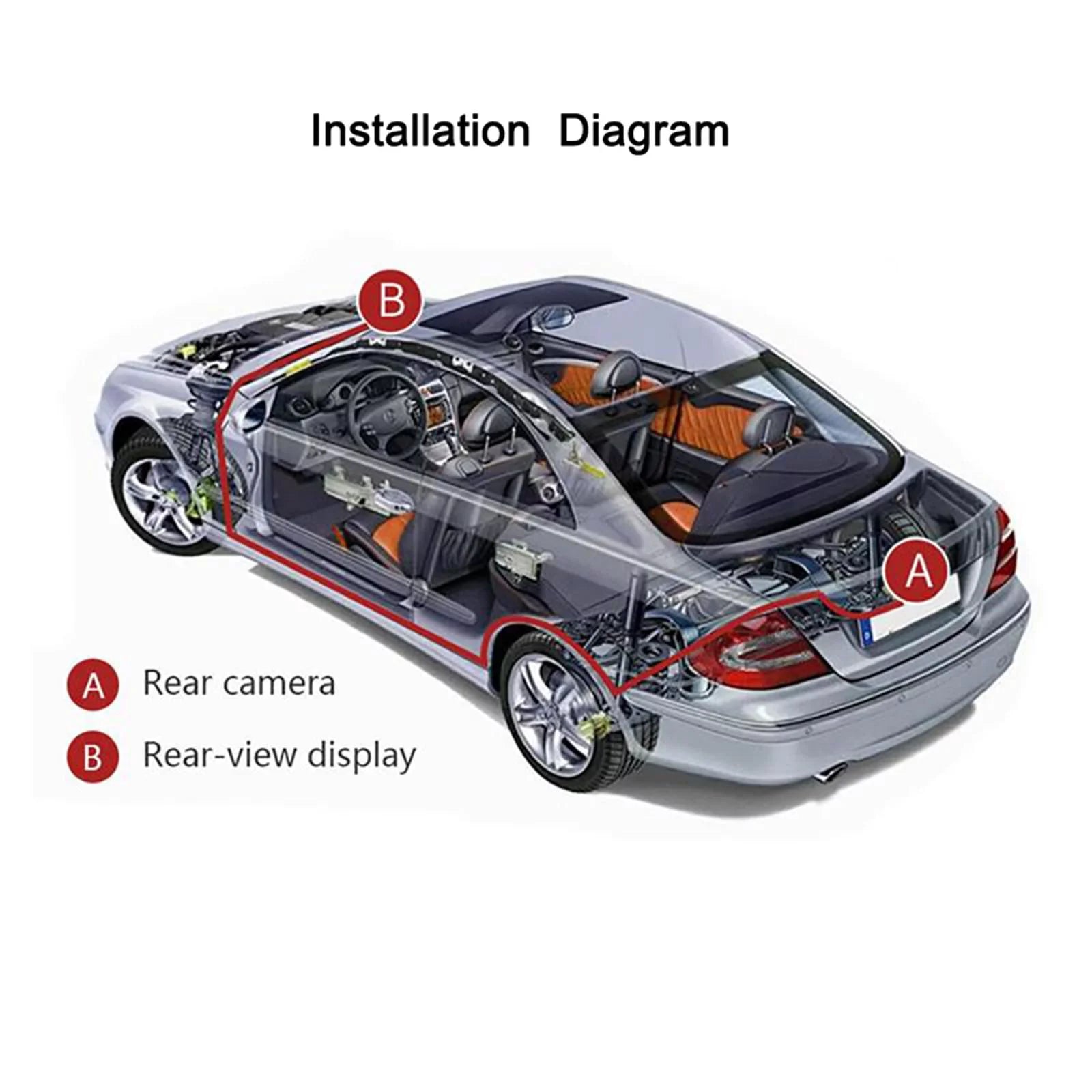 Car Rearview Monitor 7" Park Assist Vehicle Parking System Easy Installation 10M Video Cable Screen Waterproof LCD 8 LED Camera SUV Car