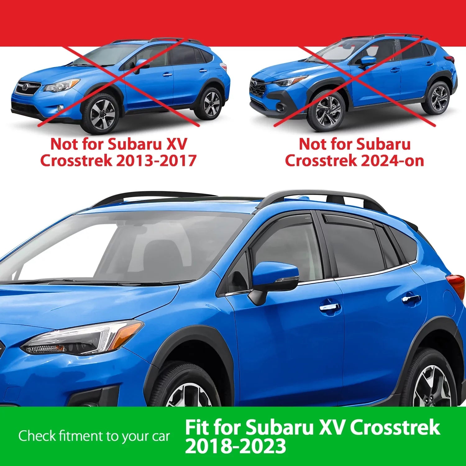 Goodyear Shatterproof in-Channel Window Deflectors for Subaru XV Crosstrek 2018-2023/Impreza Hatchback 2017-2023, Rain Guards, Window Visors for Cars, Vent Deflector, Car Accessories, 4 pcs - GY003477