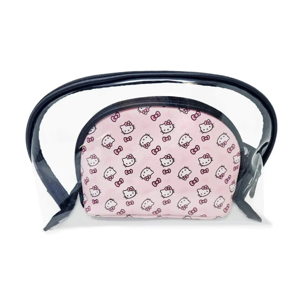 Impressions Vanity Hello Kitty 2 Pcs Nested Clutch Purses, Travel Makeup Bag for Holding Makeup (Pink)