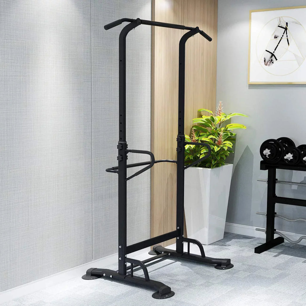 Wellynap Power Tower Pull up Bar, Height Adjustable Strength Training Workout Equipment - Black