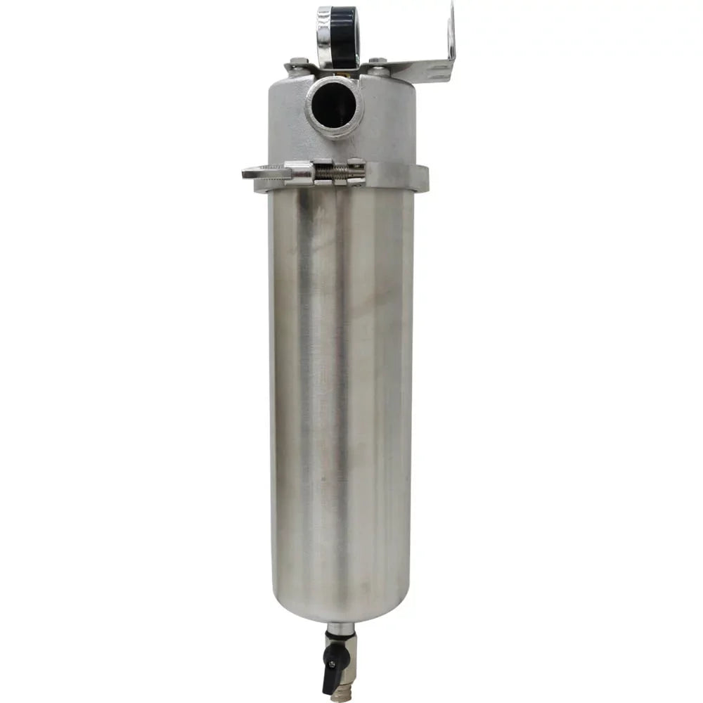 TECHTONGDA Front Water Filter Housing 10 inch Filter 1 inch NPT for Whole House Water Purification 304 Stainless Steel 8000L/h