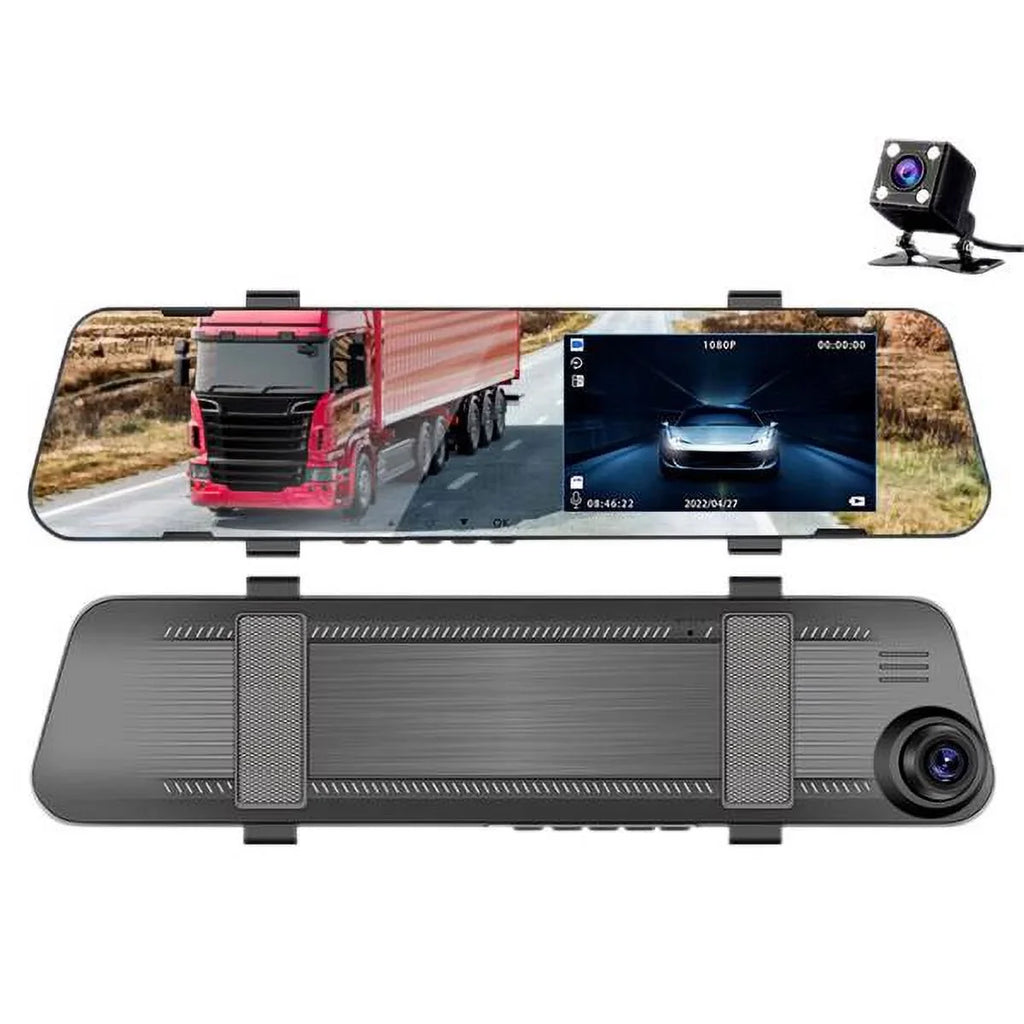 Teledu 1080P Rearview Mirror Car DVR Dual Dash Cam Camera Front Rear HD Video Recorder