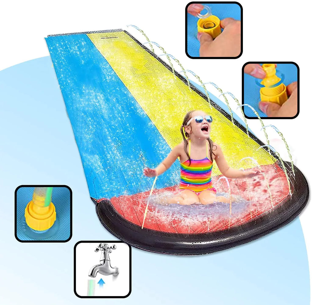 Harvio 15.5ft Fun Slip Games for Backyard Garden Lawn Toys, Inflatable Water Slides for Kids