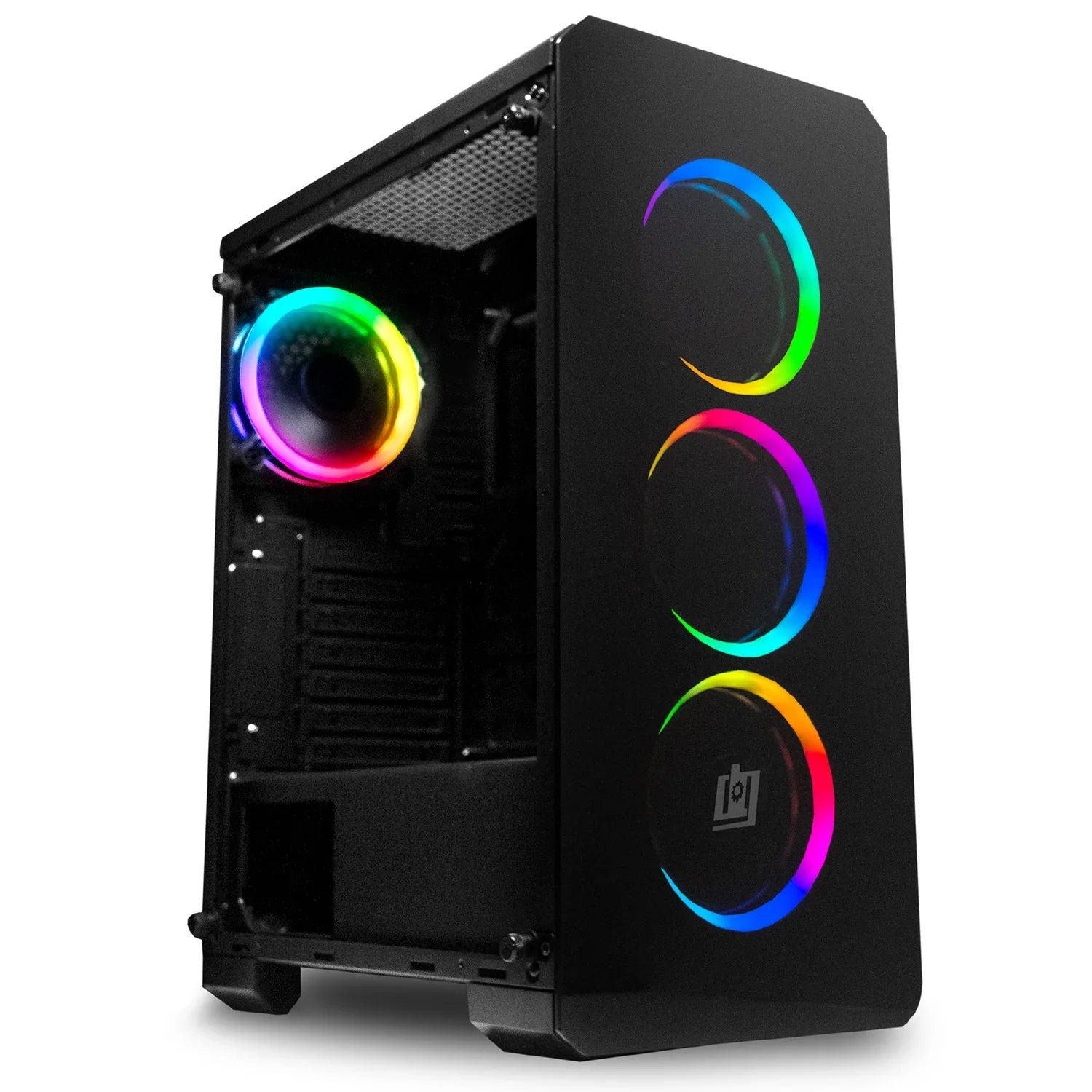 Deco Gear Mid-Tower PC Gaming Computer Case Starter Kit, 3-Sided Tempered Glass and LED Lighting, Mini-ITX, Micro-ATX, ATX, with Wired RGB Gaming Mouse, RGB Mechanical Gaming Keyboard, and Mouse Pad