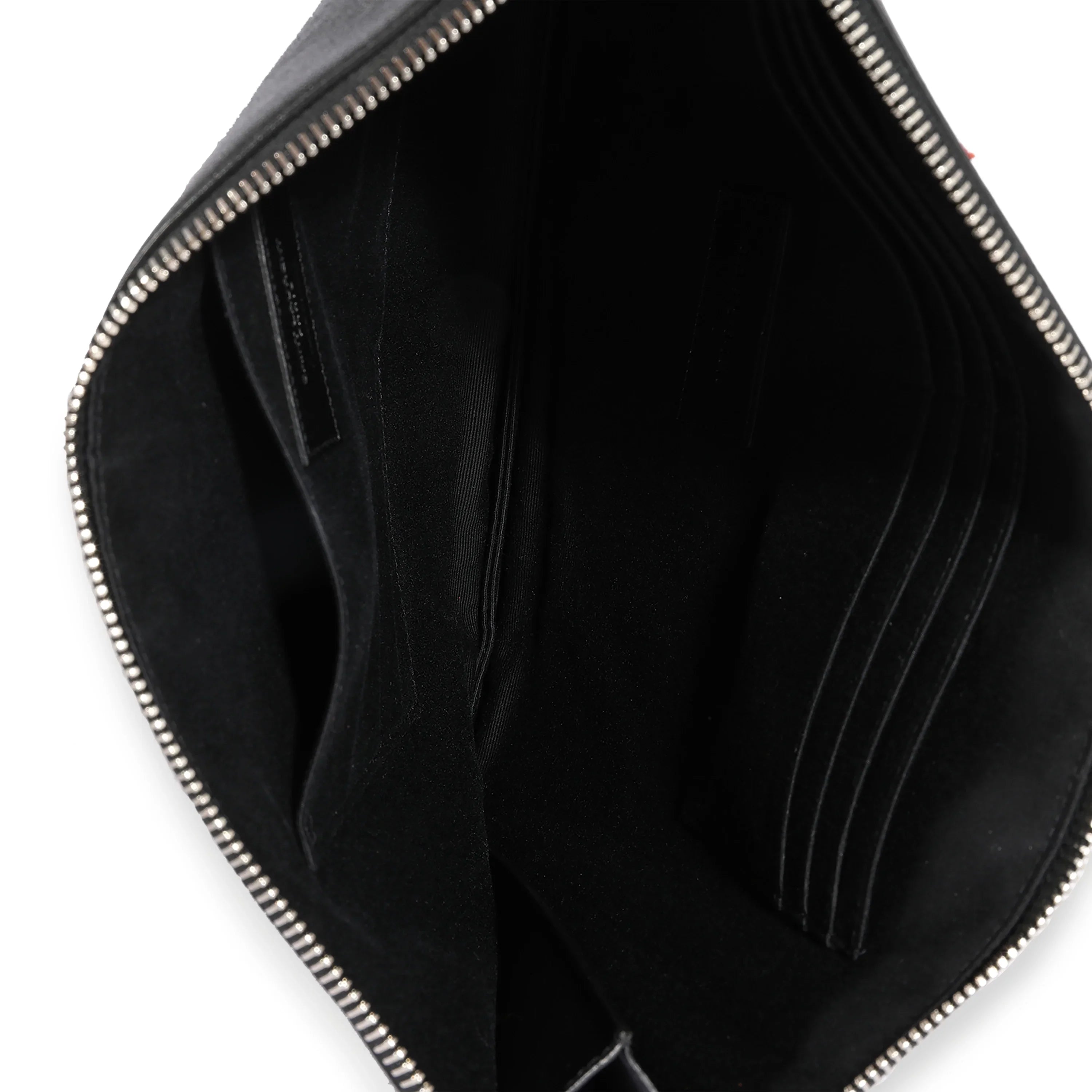 Saint Laurent Black & Red Leather Star Clutch Pre-Owned