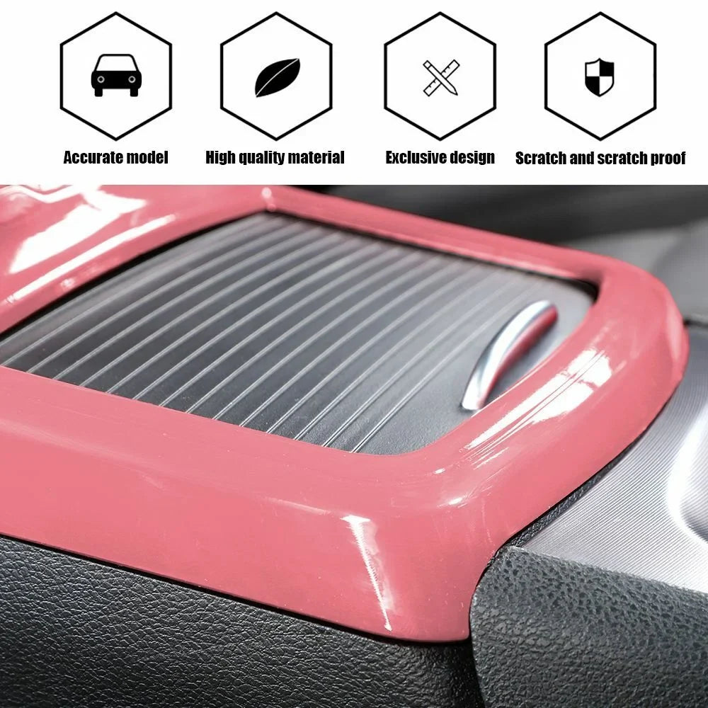 Teledu Inner Central Console Cup Holder Panel Trim Shield + Pink
