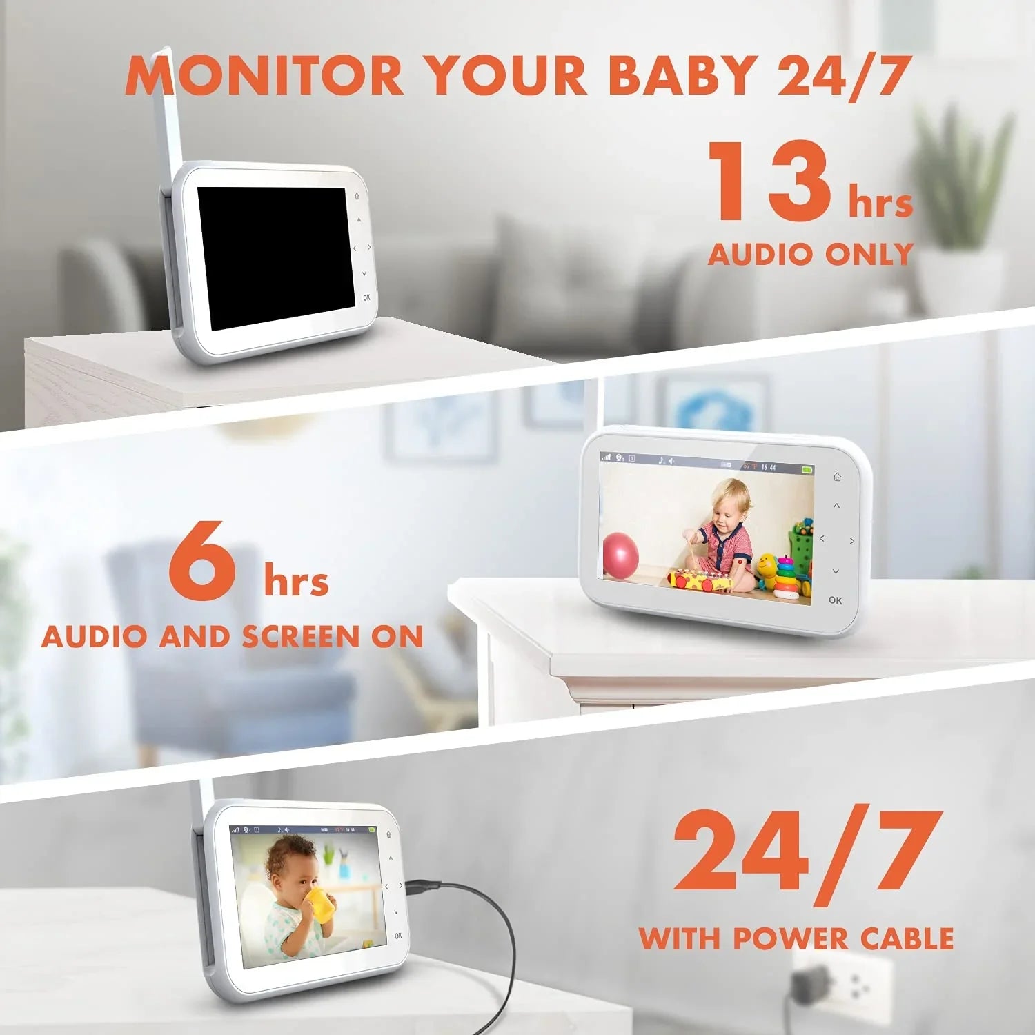 Rexing BM1 Baby Monitor w/ Recording Capabilities 4.5" IPS Display