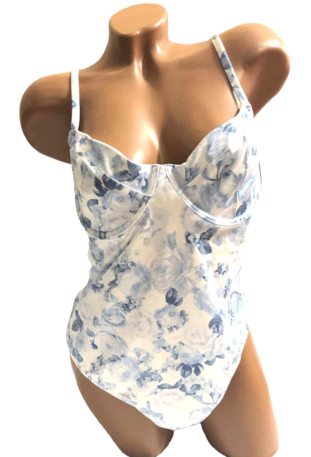 Victoria's Secret Essential Wicked One Piece Swimsuit Rose Toile Blue White Size X-Large NWT