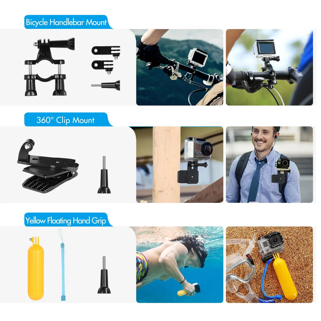 Andoer Action Accessories Kit Sports Accessories Set with Waterproop Housing Silicone Protective Case Selfie Stick Various Mount Bracket and More Replacement for GoPro Hero 109 Black with
