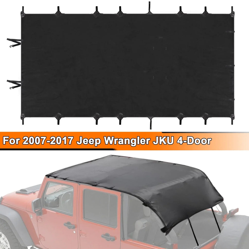 Soft Top Bikini Top Protection for Jeep Wrangler JK 2007-2017 2-Door Extended PU Leather Anti-UV Top Roof Black